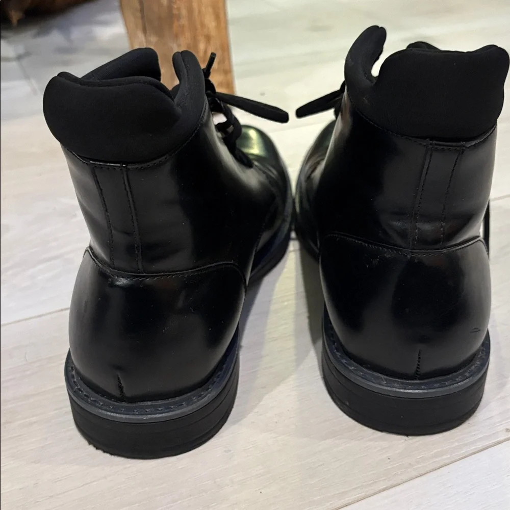 Black Faux Leather High Top Lace Up Boots 9.5